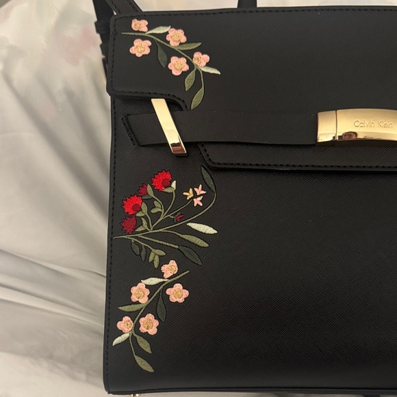 Calvin Klein Black Crossbody Bag with Floral Embroidery - Picture 2 of 6